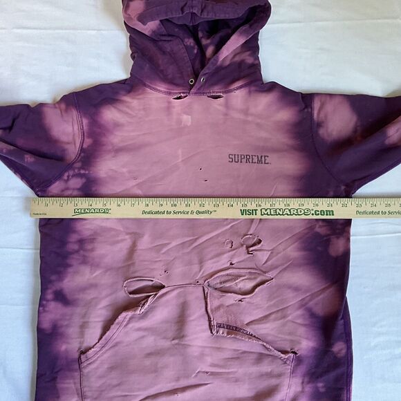 Supreme Siouxsie Sioux Purple Pink Bleached Holes Hoodie Sweatshirt Medium - Picture 5 of 7